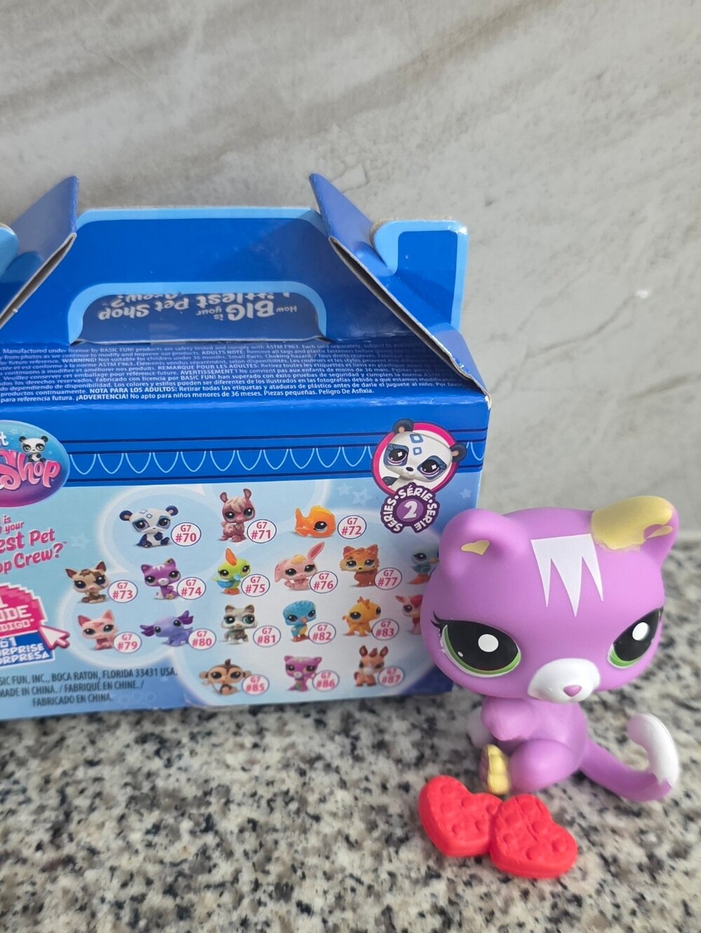 Open Box Littlest Pet Shop Pet Surprise Series 2 G7 #74 Purple Kitty Cat Hearts